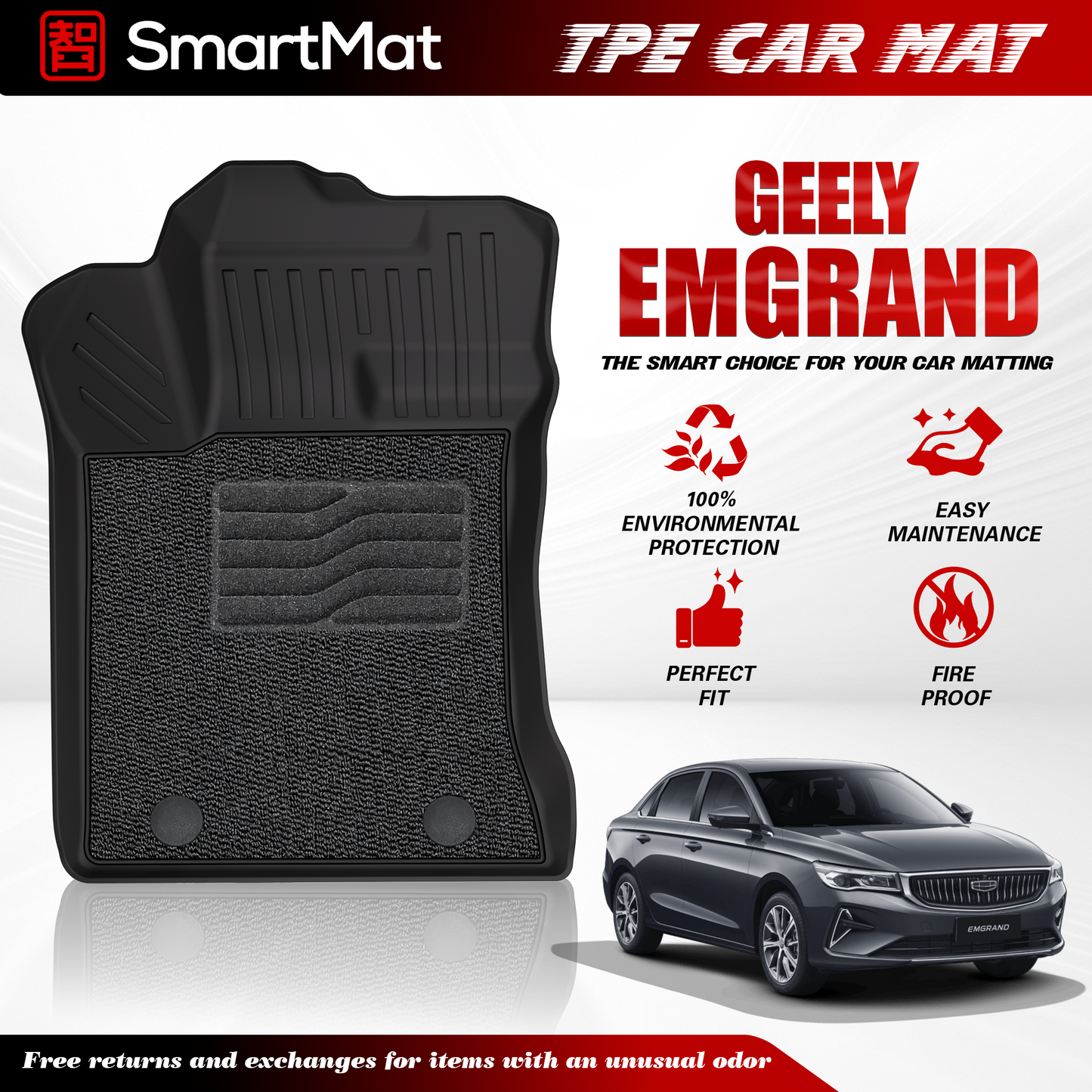 SmartMat Dual Layer Car Mat 2 rows for Geely EMGRAND 2023 up to latest