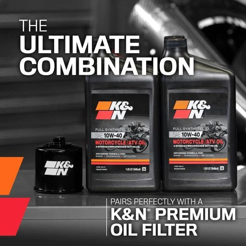 K&N 10W-40 4-STROKE/ATV SYNTHETIC MOTORCYCLE OIL 946mL