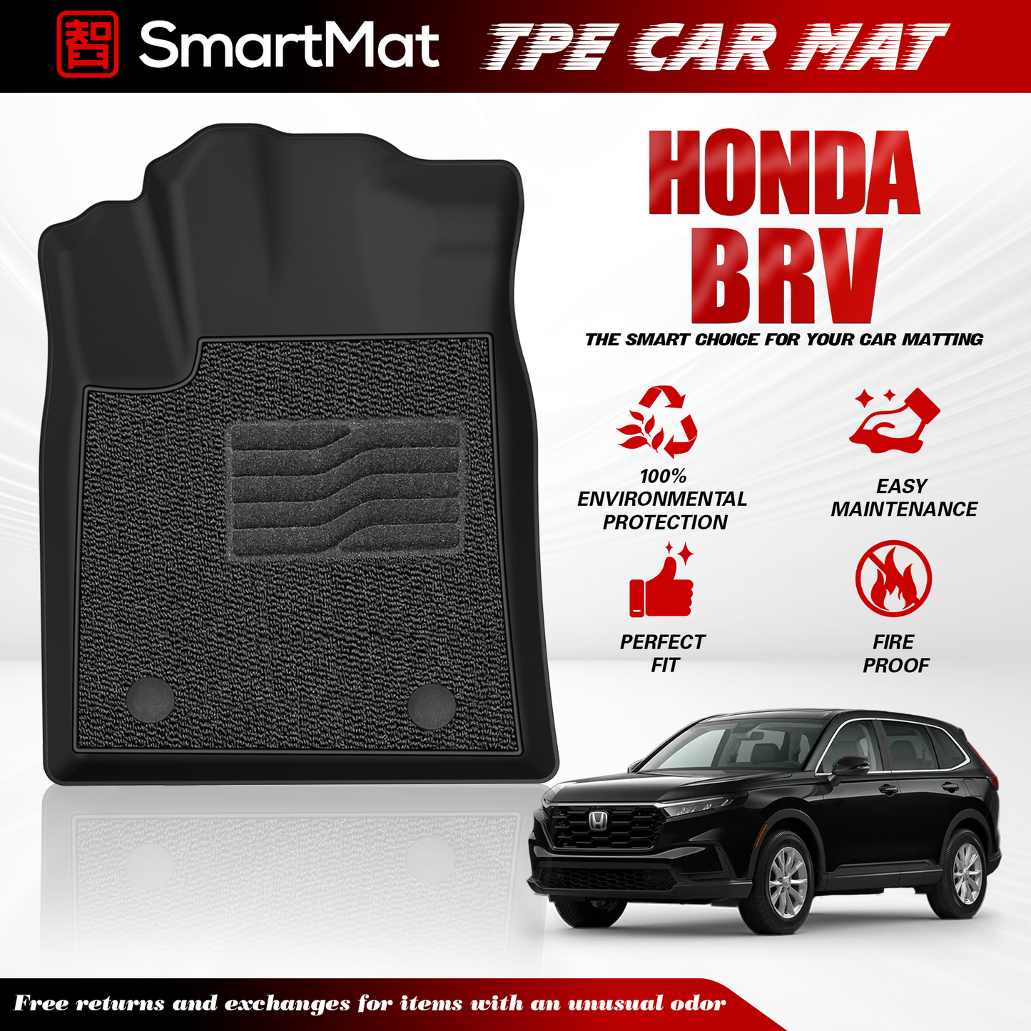 SmartMat Dual Layer Car Mat 3 rows for Honda BRV 2023 up to latest