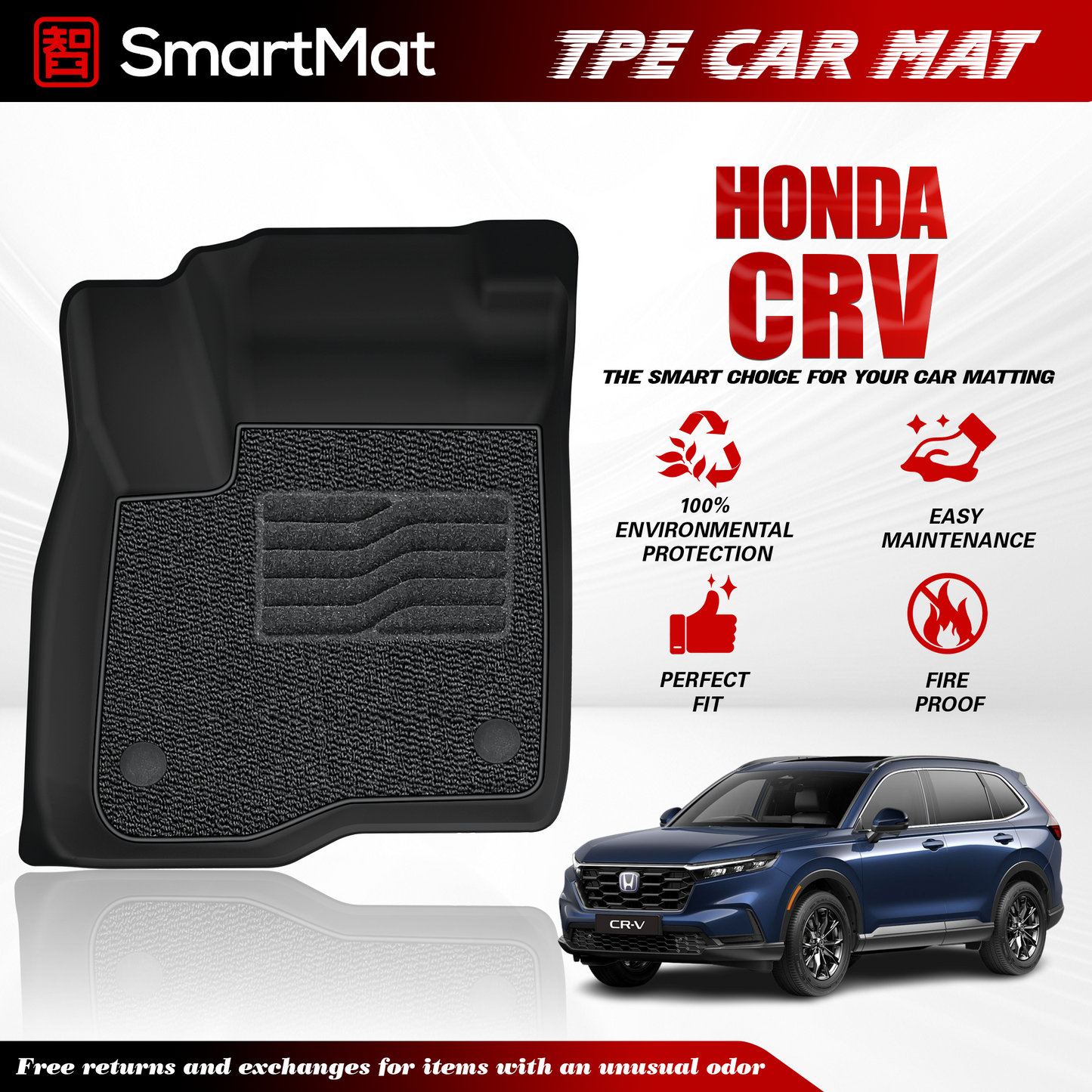 SmartMat Dual Layer Car Mat 3 rows for Honda CR-V Hybrid 2025 up to latest
