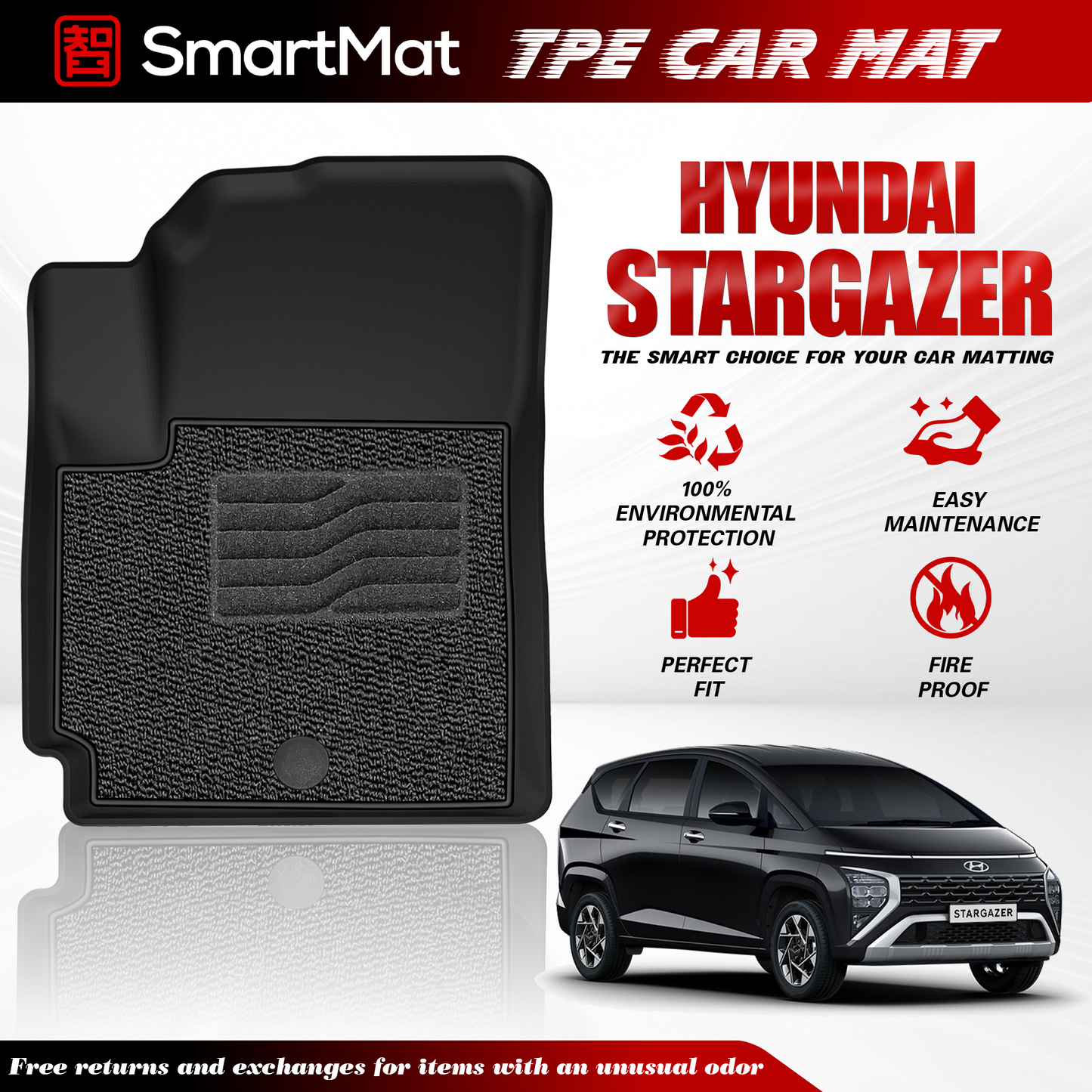 SmartMat Dual Layer Car Mat 3 rows for Hyundai STARGAZER 2023 up to latest
