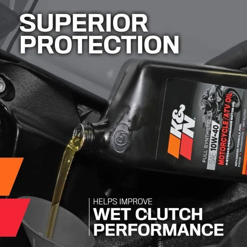 K&N 10W-40 4-STROKE/ATV SYNTHETIC MOTORCYCLE OIL 946mL