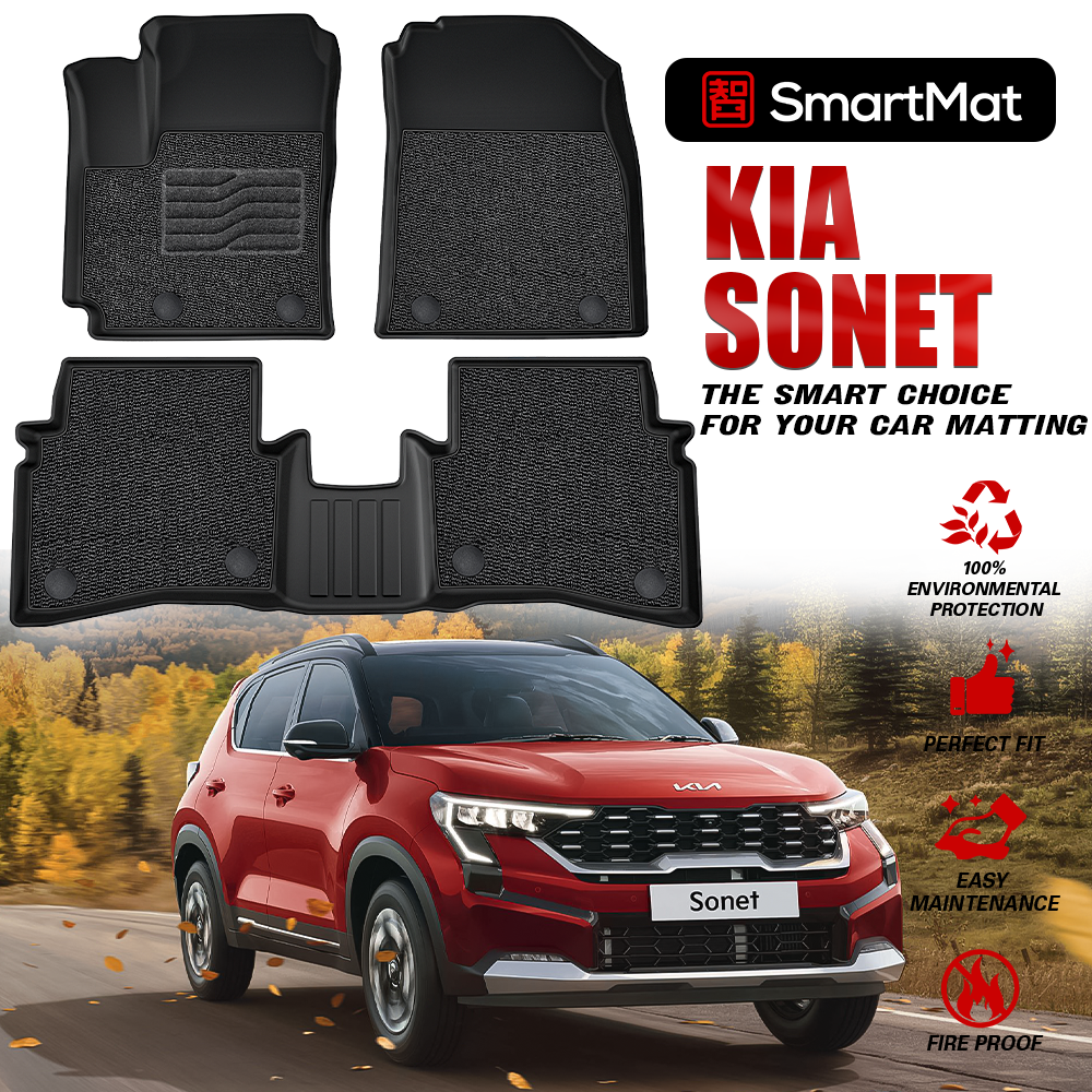 SmartMat Dual Layer Car Mat 2 Rows for Kia Sonet 2023 up to latest