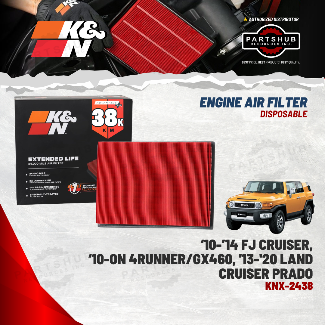 K&N DISPOSABLE ENGINE AIR FILTER EXTENDED LIFE (‘10-’14 FJ CRUISER, ‘10-ON 4RUNNER/GX460 '13-'20 LAND CRUISER PRADO)
