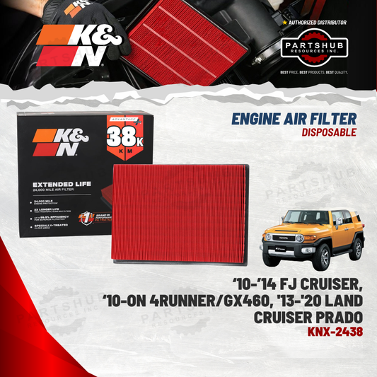 K&N DISPOSABLE ENGINE AIR FILTER EXTENDED LIFE (‘10-’14 FJ CRUISER, ‘10-ON 4RUNNER/GX460 '13-'20 LAND CRUISER PRADO)