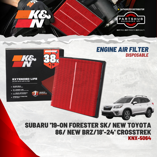 K&N DISPOSABLE ENGINE AIR FILTER EXTENDED LIFE ('19-ON FORESTER SK/ NEW TOYOTA 86/ NEW BRZ/18'-24' CROSSTREK)