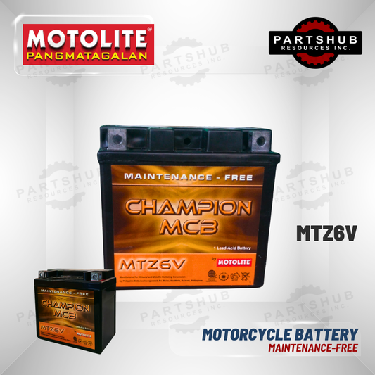 MTZ6V CHAMPION MAINTENANCE-FREE BY MOTOLITE MOTORCYCLE BATTERY (Click 150i,PCX,ADV)