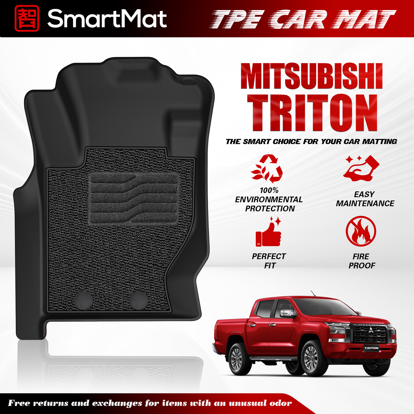 SmartMat Dual Layer Car Mat 2 rows for Mitsubishi TRITON 2023 up to latest