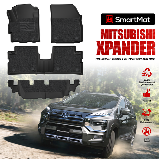 SmartMat Dual Layer Car Mat 3 rows for Mitsubishi XPANDER/CROSS 2018 up to latest, Nissan LIVINA 2022 up to latest