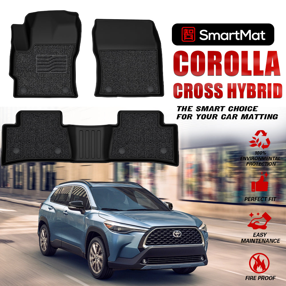 SmartMat Dual Layer Car Mat 2 Rows for Toyota Corolla Cross Hybrid 2022 up to latest