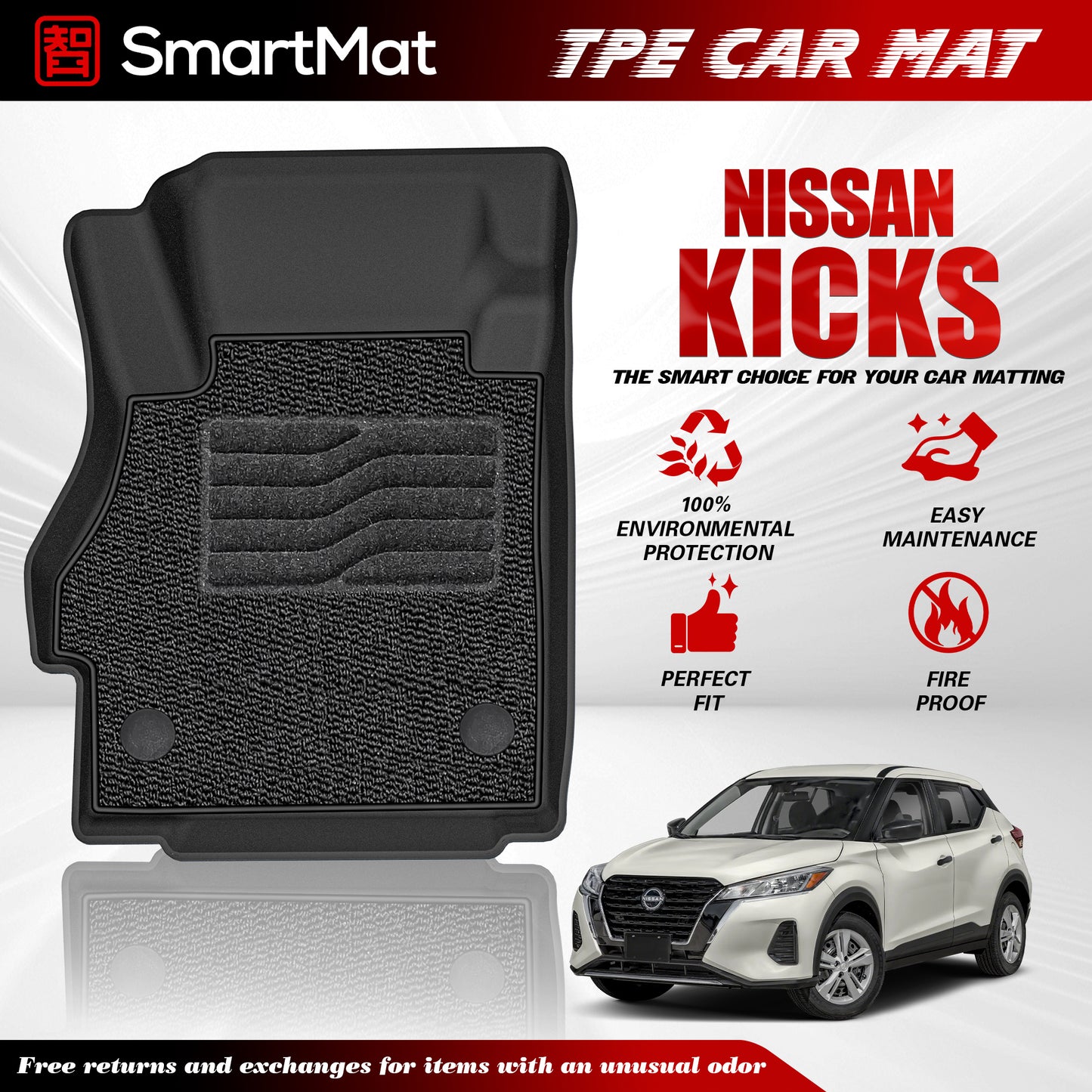 SmartMat Dual Layer Car Mat 2 Rows for Nissan Kicks 2022 up to latest