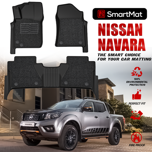 SmartMat Dual Layer Car Mat 2 Rows for Nissan Navara 2015 up to latest