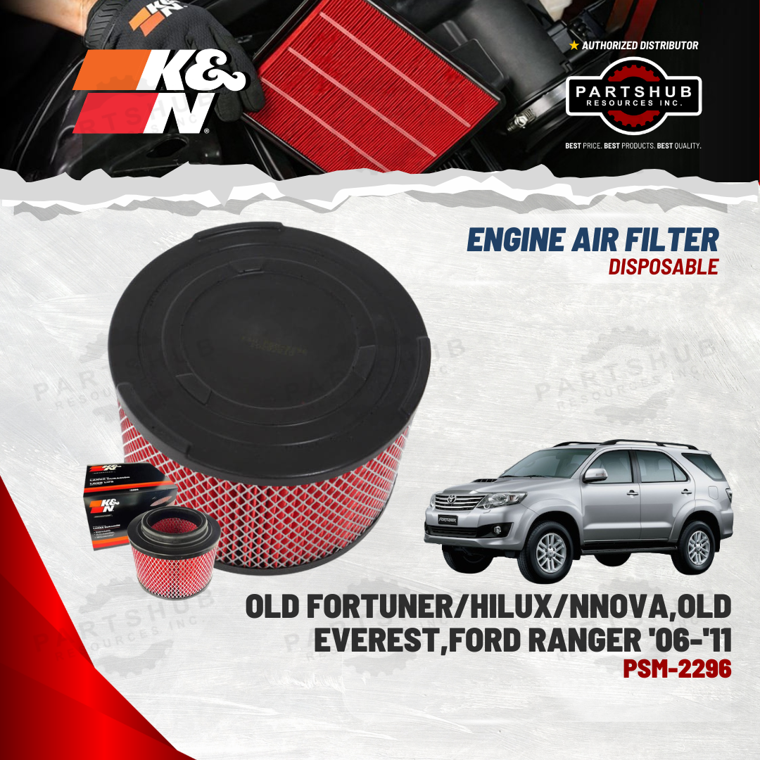 K&N DISPOSABLE AIR FILTER ('05-'14 TOYOTA Fortuner/ Hilux Vigo/Innova, '06-'11 FORD Ranger/Everest)