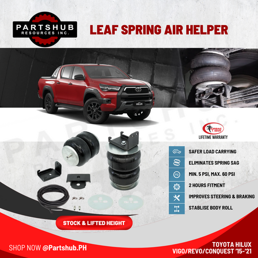AIRBAG MAN AIR SUSPENSION (TOYOTA HILUX VIGO/REVO/CONQUEST ’15-ON STOCK & LIFTED HEIGHT) LEAF SPRING HELPER KITS