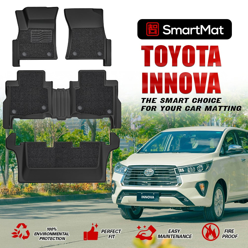 SmartMat Dual Layer Car Mat 3 Rows for Toyota Innova diesel 2016 up to latest
