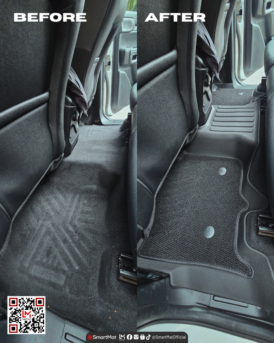 SmartMat Dual Layer Car Mat 3 Rows for Ford Next-Gen Everest/Titanium 2023 up to latest