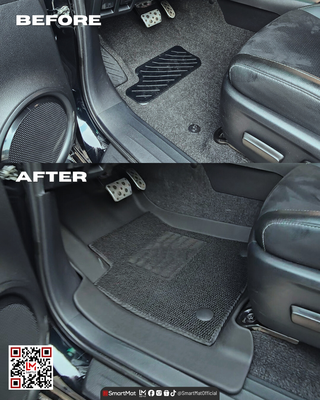 SmartMat Dual Layer Car Mat 2 Rows for Toyota Hilux Revo/Conquest/GR-S 2015 up to latest