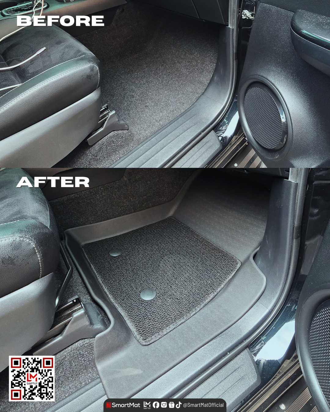 SmartMat Dual Layer Car Mat 2 Rows for Toyota Hilux Revo/Conquest/GR-S 2015 up to latest