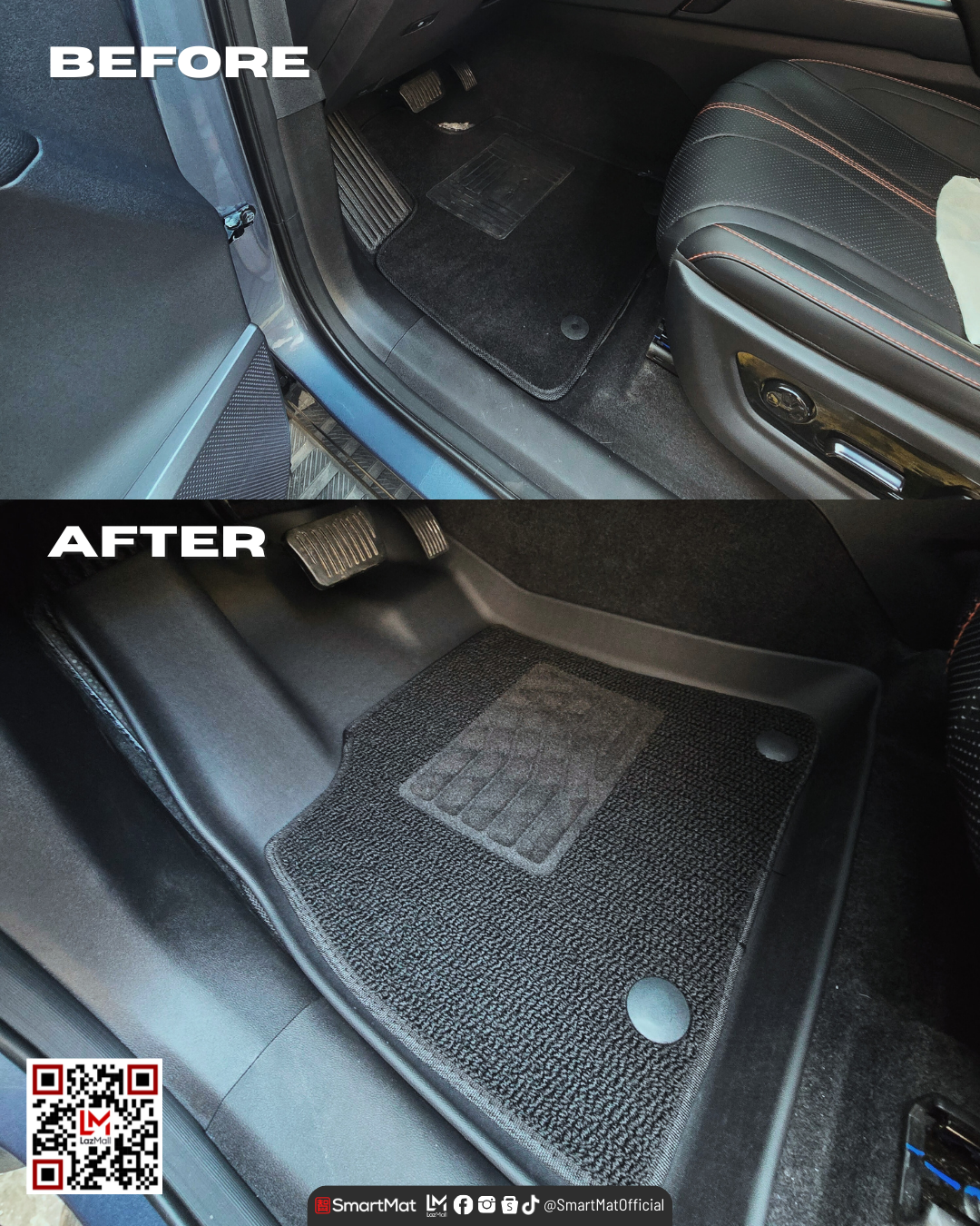 SmartMat Dual Layer Car Mat 2 Rows for BYD Shark 6 DM-o 2025 up to latest