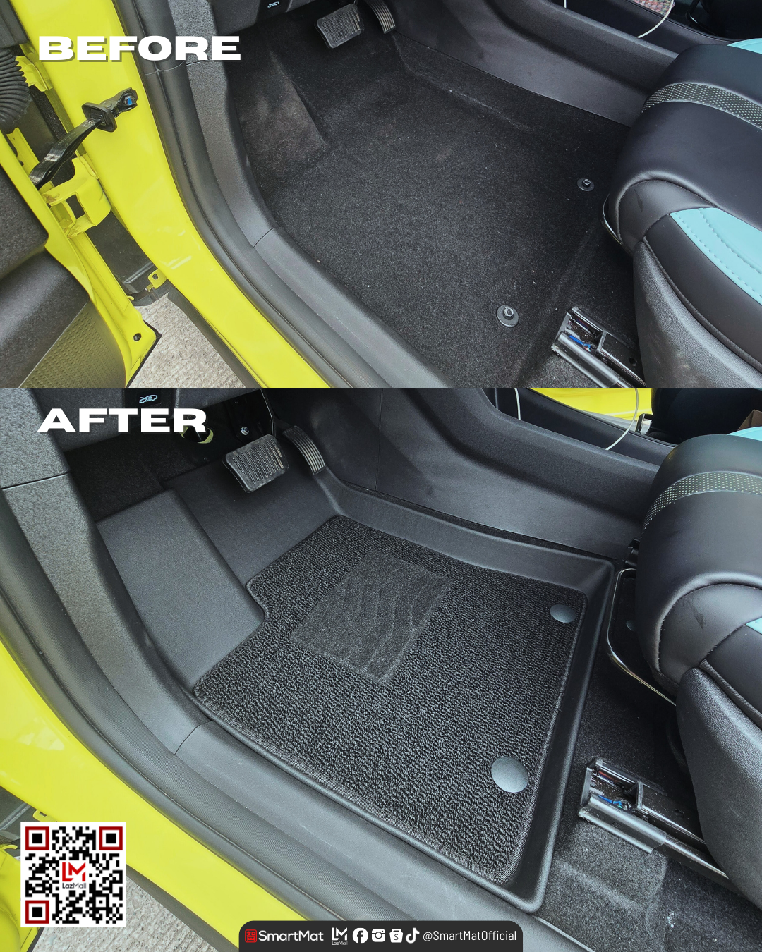 SmartMat Dual Layer Car Mat 2 Rows for BYD Seagull EV 2023 up to latest