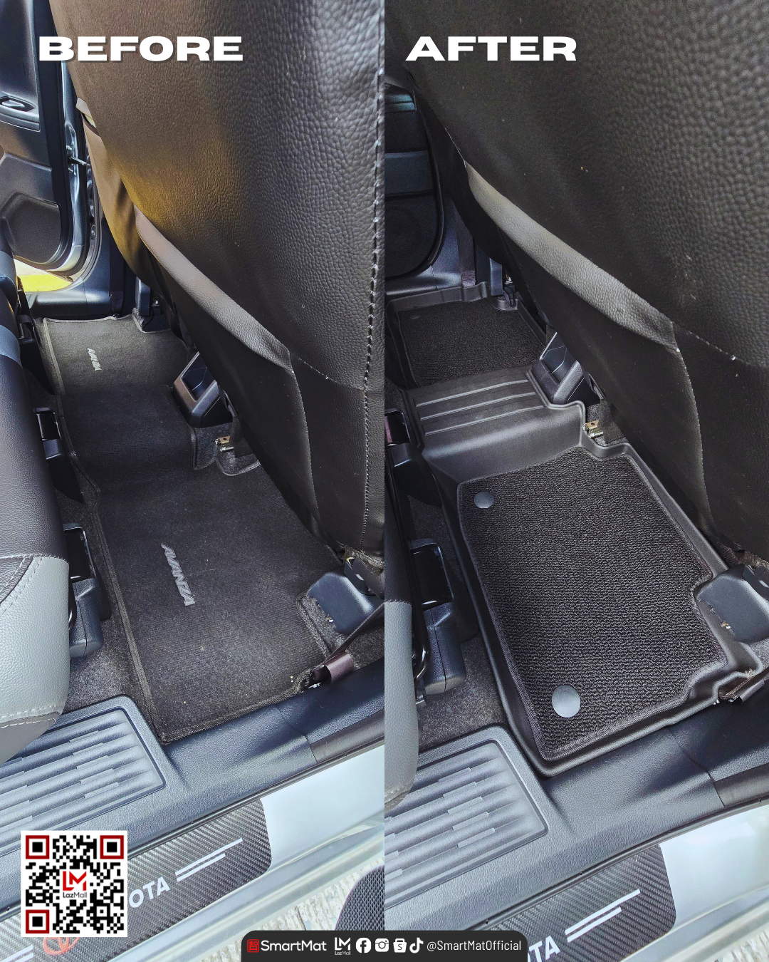 SmartMat Dual Layer Car Mat 3 Rows for Toyota Avanza/Veloz 2022 up to latest