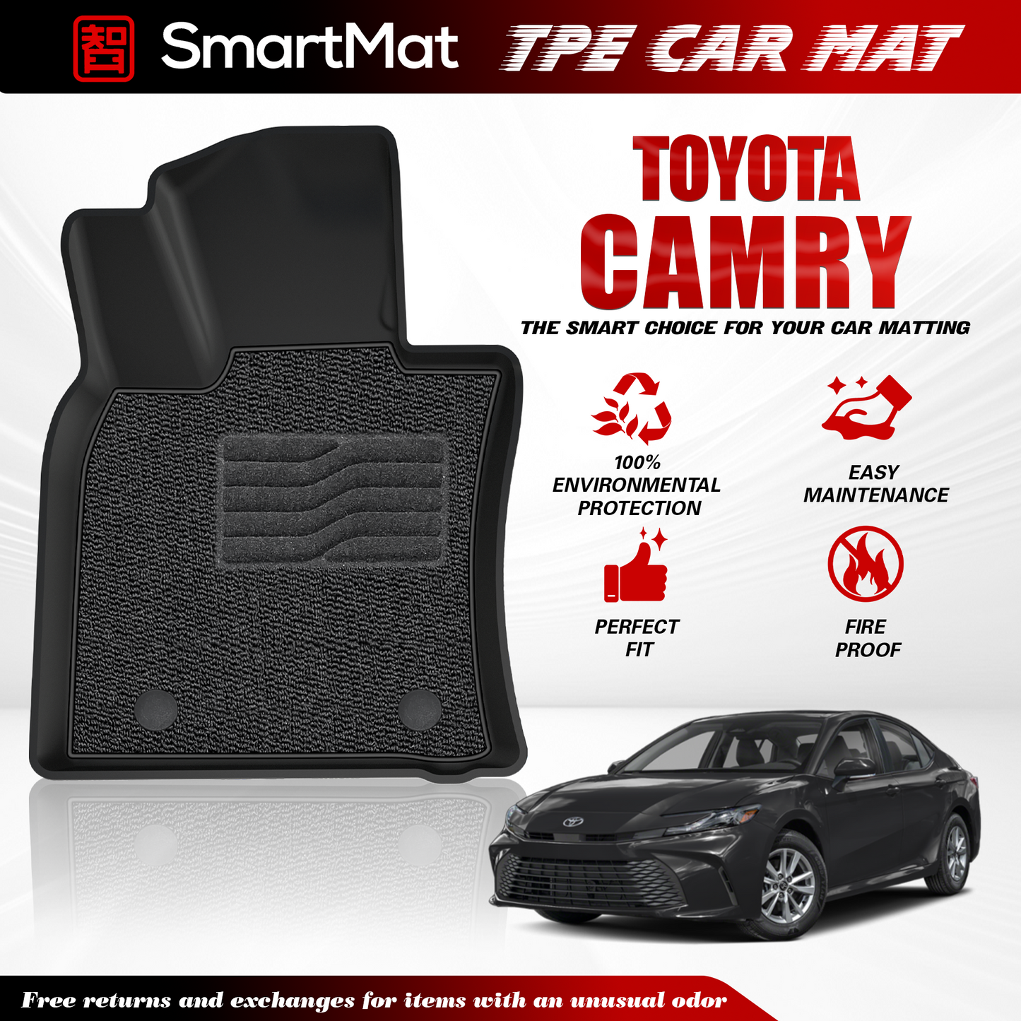 SmartMat Dual Layer Car Mat 2 rows for Toyota CAMRY Hybrid 2025 up to latest