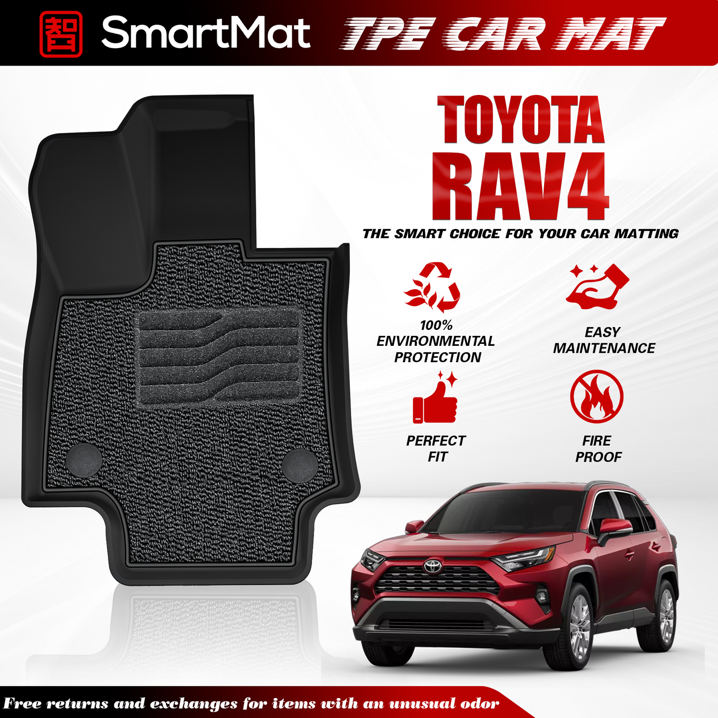 SmartMat Dual Layer Car Mat 2 rows for Toyota RAV4 2019-2025