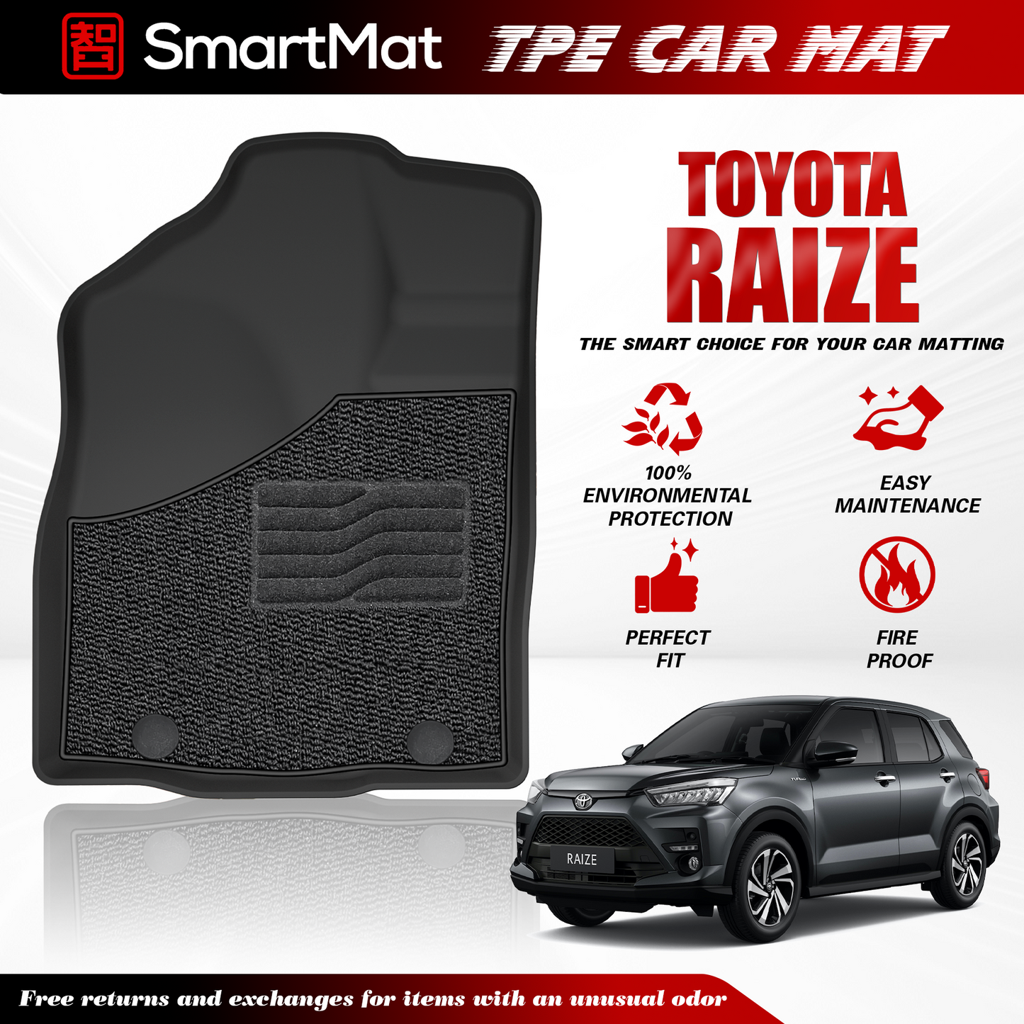 SmartMat Dual Layer Car Mat 2 rows for Toyota RAIZE 2021 up to latest