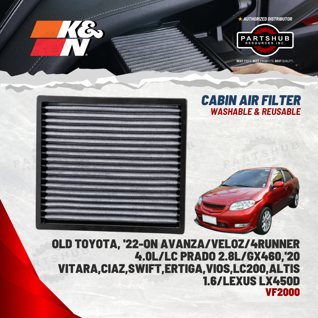K&N CABIN FILTER (OLD TOYOTA, PRADO '14 LAND CRUISER, SUBARU,NEW VITARA,SUZUKI CIAZ,SWIFT,SUZUKI ERTIGA, VIOS, LC200)
