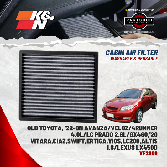 K&N CABIN FILTER (OLD TOYOTA, PRADO '14 LAND CRUISER, SUBARU,NEW VITARA,SUZUKI CIAZ,SWIFT,SUZUKI ERTIGA, VIOS, LC200)