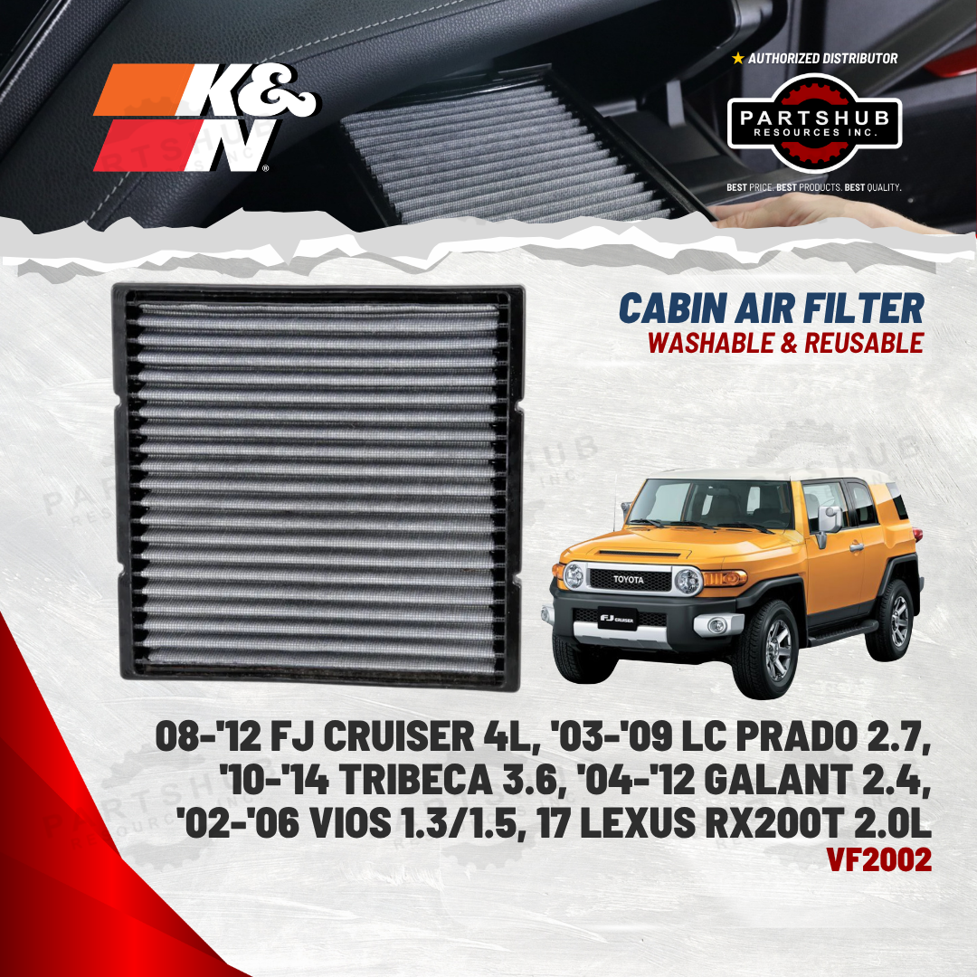 K&N CABIN FILTER ('08-'12 FJ CRUISER 4L, '03-'09 LC PRADO 2.7, '10-'14 TRIBECA 3.6, '04-'12 GALANT 2.4, '02-'06 VIOS 1.3/1.5)