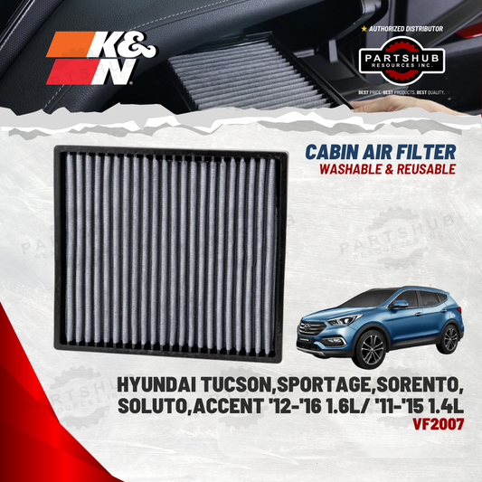 K&N CABIN FILTER (HYUNDAI TUCSON,SPORTAGE,SORENTO, HYUNDAI ACCENT '12-'16 1.6L/ '11-'15 1.4L)