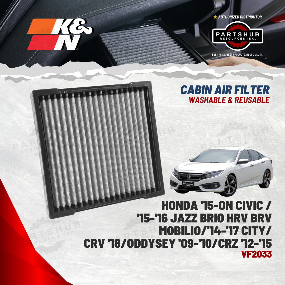 K&N CABIN FILTER (HONDA '15-ON CIVIC /'15-'16 JAZZ BRIO HRV BRV MOBILIO/'14-'17 CITY/CRV '18/ODDYSEY '09-'10/CRZ '12-'15)