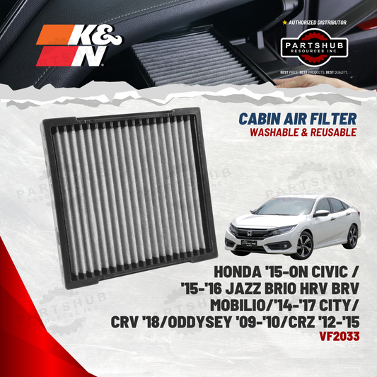 K&N CABIN FILTER (HONDA '15-ON CIVIC /'15-'16 JAZZ BRIO HRV BRV MOBILIO/'14-'17 CITY/CRV '18/ODDYSEY '09-'10/CRZ '12-'15)