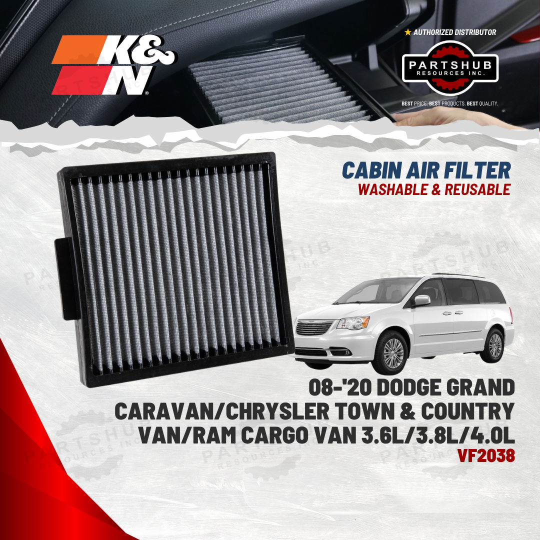 K&N CABIN FILTER (08-'20 Dodge Grand Caravan/Chrysler Town & Country Van/Ram Cargo Van 3.6L /3.8L/4.0L)