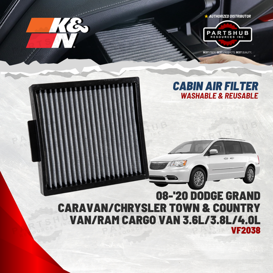 K&N CABIN FILTER (08-'20 Dodge Grand Caravan/Chrysler Town & Country Van/Ram Cargo Van 3.6L /3.8L/4.0L)