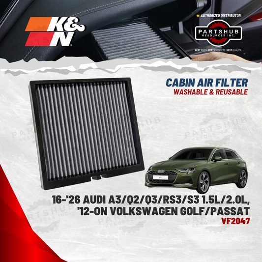 K&N CABIN FILTER (2012-2020 AUDI A3/Q2/Q3/TT/, VOLKSWAGEN Atlas/Jetta/Crafter)
