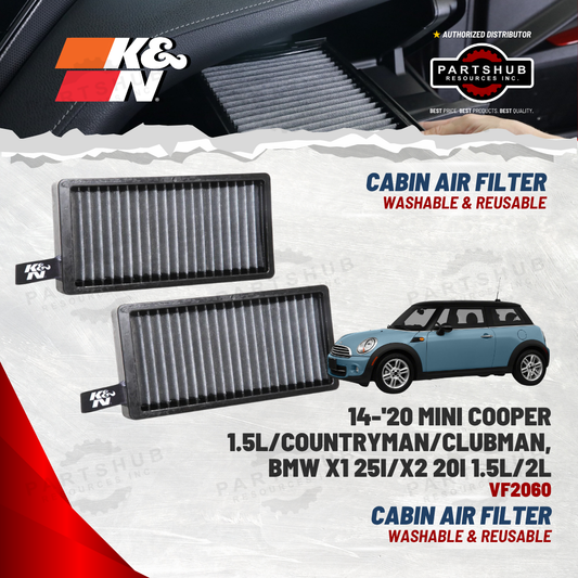 K&N CABIN FILTER ('14-'20 Mini Cooper 1.5L/Countryman/Clubman, BMW X1 25i/X2 20i 1.5L/2L)
