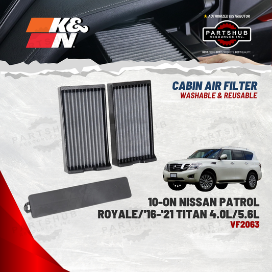 K&N CABIN FILTER ('10-ON NISSAN Patrol Royale/'16-'21 Titan 4.0L/5.6L)