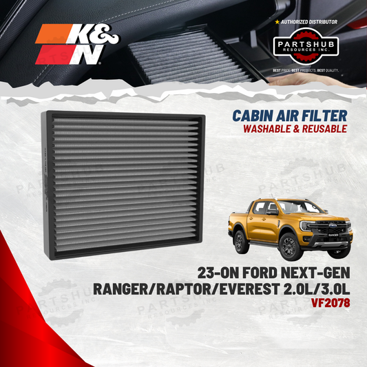 K&N CABIN FILTER (23-ON Ford Ranger/Raptor 2.0/3.0, '21-ON Bronco 2.3/2.7)